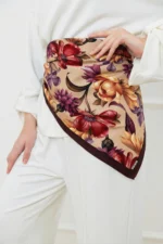 Kadife Bahar Desenli Bandana Fular - Görsel 2