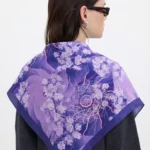 Mor Tül Desenli Bandana Fular