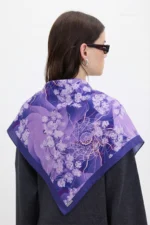Mor Tül Desenli Bandana Fular