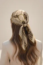 Altın Halka Leopar Desenli Bandana Fular - Görsel 2