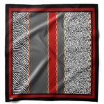 Kızıl Hat Desenli Bandana Fular