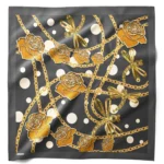 Altın Gül Zincir Desenli Bandana Fular