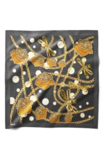 Altın Gül Zincir Desenli Bandana Fular