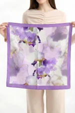 Lila Süsen Desenli Bandana Fular - Görsel 3