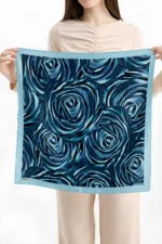 Mavi Sükût Desenli Bandana Fular - Görsel 3